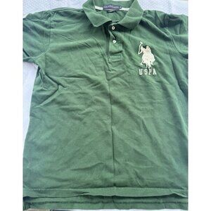 US Polo ASSN  Shirt Men Medium Green Solid Big Pony Polo Men’s Sz M